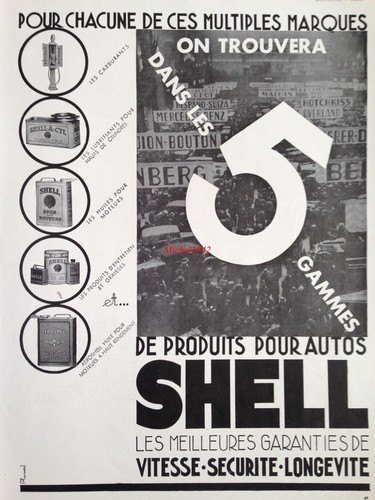 Publicité 1933 shell bidons - publicité,