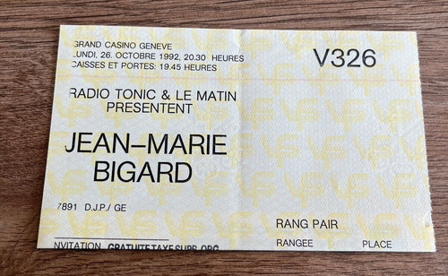 Billet concert n12 jean - n12,