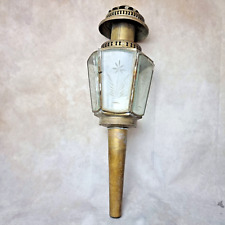 Lanterne ancienne en laiton et verre gravé – À rénover