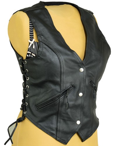 Gilet cuir moto pour - en,