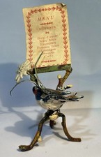 Ancien style bronze de vienne ? porte menu porte carte oiseaux miniature