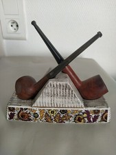 Porte Pipes En Porcelaine Signé Jacques Breugnot et Brisdou + 2 pipes