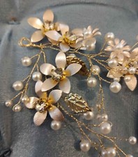 :: mariage :: cérémonie :: accessoire cheveux doré et perles neuf