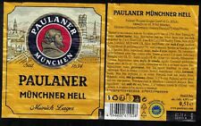 Allemagne Lot 2 Etiquettes Bière Beer Labels Paulaner Münchner Hell 0,5 Lt