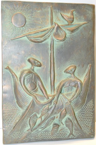 Plaque murale terre cuite - plaque,