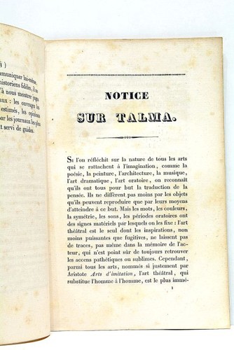 Livre ancien notice - livre, talma