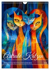 Chats astraux - Art abstrait pour les amoureux des chats (Calendrier mural 2026 