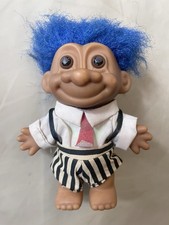 Troll Russ Ancien Poupée Figurine Vintage Plastique Cheveux Bleus 12 Cm