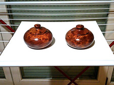 Lot 2 boites rondes artisanales en bois de Thuya du Maroc - 8,5cm