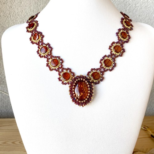 Collier floral ambre - , bijoux