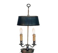 ANCIENNE LAMPE BOUILLOTTE - BRONZE ARGENTÉ & MÉTAL 