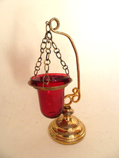 Photophore en verre soufflé .XIX°.Veilleuse église.Bougeoir,lampe a huile.