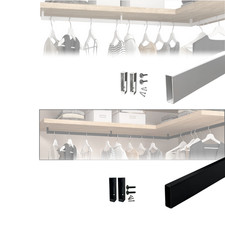 Barre de Penderie Rectangulaire 1950mm pour Dressing + Supports Design Elégant