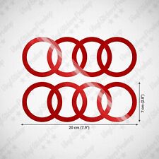 KIt 2 stickers AUDI 20 cm ROUGE autocollants  logo tuning bas de caisse anneaux