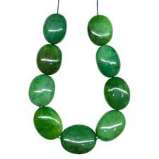 9 Pièces Émeraude Naturel 18-20mm Superbe Vert Ovale Perforé Cabochon Perles Lot