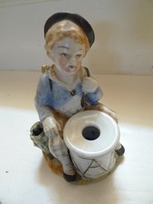 ENCRIER PORTE PLUME PORCELAINE POLYCHROME