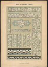 1900 Lithographie Art nouveau Frises Ornementation végétale G. Bautz