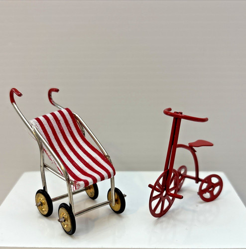 Baby red white stroller - red,