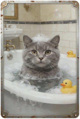 Bathing british shorthair - bathing, cat