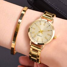 Montre Ensemble Bracelet Cadeau Femmes Or Mode Montre-Bracelet Amour Bijoux UK