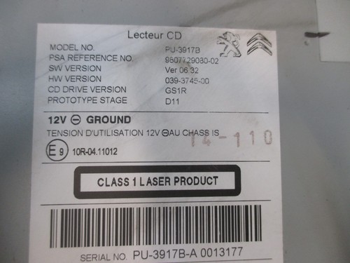 Lecteur peugeot 508 - cd,