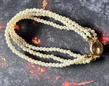 JOLI BRACELET VINTAGE TROIS RANGS PTES PERLES BLANCHES TBE