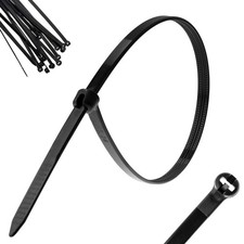 Attaches-Câbles En Acier Inoxydable Noir En Nylon 400Mm X 7,6Mm Paquet De 100