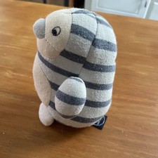 Doudou Peluche Oiseau Pingouin Blanc Rayé Bleu Petit Saint James Poisson Rouge