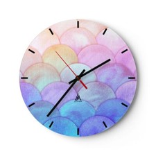 Horloge murale en verre 30x30cm Silencieuse Pastel Bulles Balance Wall Clock