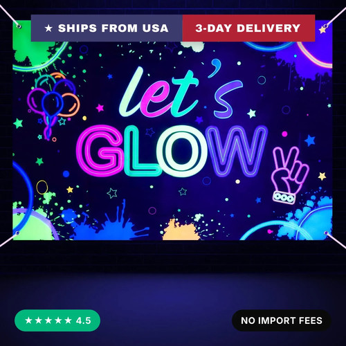 Glow neon birthday backdrop - glow,