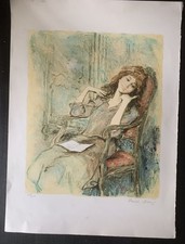 Grande Et Belle Lithographie - Femme Liseuse  - Par Bernard Charoy (1931-2024)