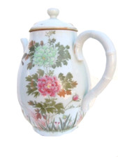 Théière porcelaine Chine decor oiseaux fleurs d'époque 19ème Art D'asie