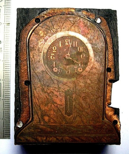 Plaque gravure cuivre horloge - gravure,