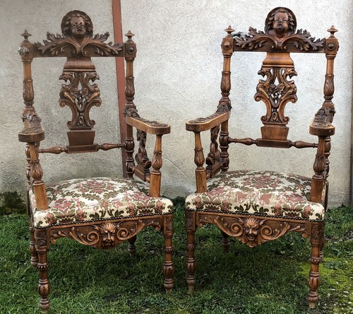 Paire fauteuils renaissance - de,
