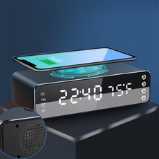 Réveil avec haut-parleur Bluetooth rechargeable sans fil en alliage d'aluminium