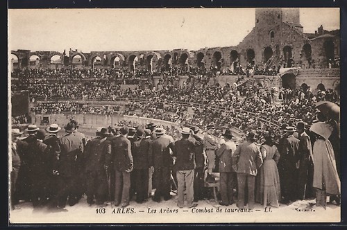 Cpa arles les arènes combat - cpa, arènes,