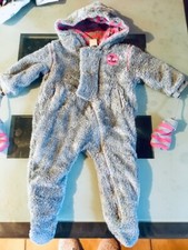 +++ Superbe Combinaison fausse fourrure Grise (tout doux) - Fille 1 an - TBE +++