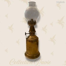 Ancienne Lampe à Pétrole Type Pigeon – Marque Coq – Modèle en Laiton avec Verre