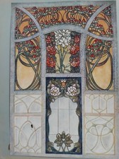 ART NOUVEAU VITRAIL GRAVURE