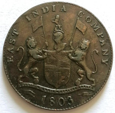 INDE 20 Cash Madras East India Company 1803 en cuivre