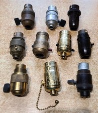 1 Douille interrupteur à clef ancienne laiton  bakelite lampe au choix parmi 10