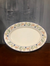 PLAT OVALE EN FAÏENCE DE GIEN décor CHÈVREFEUILLE ( L 38,5 cm)