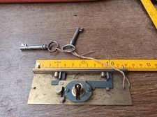 Serrure XIX ème malle coffre ancien Secrétaire  neuf de stock 12 Cm 