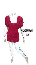 Manoukian Taille 38 haut manches courtes rouge forme chauve souris pull