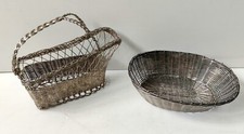 BANETTE CORBEILLE PORTE-BOUTEILLE METAL TRESSE ARGENT PLAQUE ANCIEN CHRISTOPHE