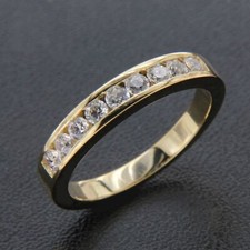 1.0 TCW rond blanc simulé diamant mariage demi-bande ET finition or jaune...