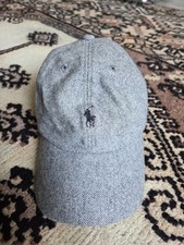 Polo Ralph Lauren Vintage 90s Cap Wool And Leather Grey And Black Made in Taïwan