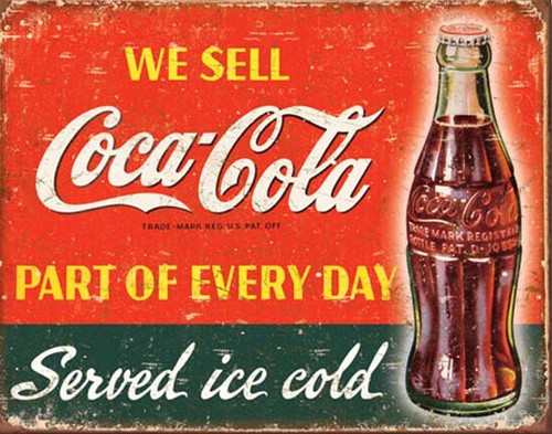Plaque coca cola - served, ice