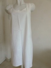 ANCIENNE CHEMISE DE NUIT COTON BRODEE MI LONGUE SANS MANCHE POUR DAME T. 42