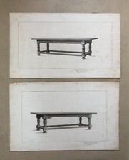 Dessins Anciens, Etudes De Tables, Lavis Fin XIXe Ou Début XXe